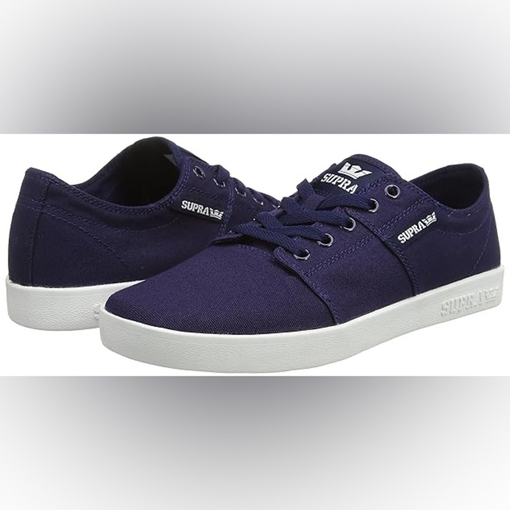 Supra Stacks II Men's Navy Canvas Skate Sneakers Size 12